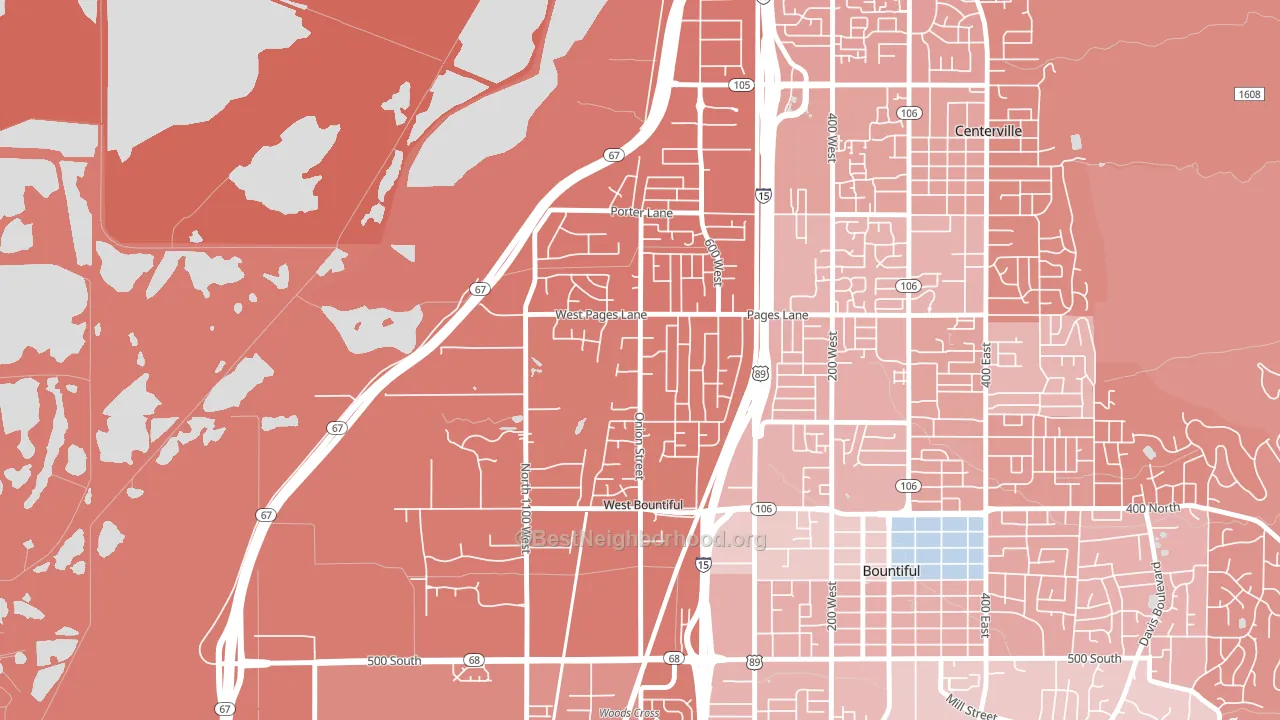 West Bountiful, UT block-group political-lean map