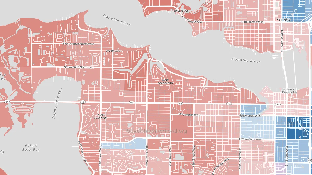 West Bradenton, FL block-group political-lean map