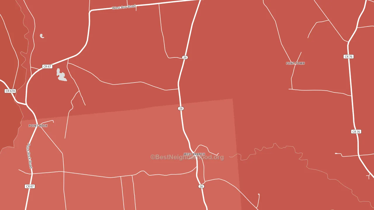 West Branch, NY block-group political-lean map