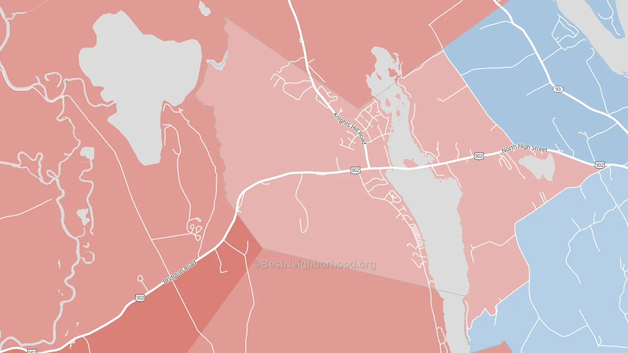 West Bridgton, ME block-group political-lean map