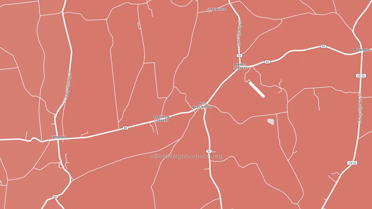 West Burlington, NY block-group political-lean map
