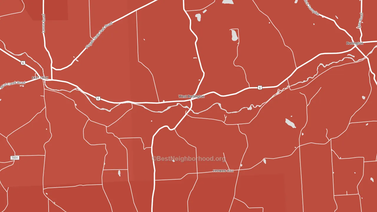 West Burlington, PA block-group political-lean map