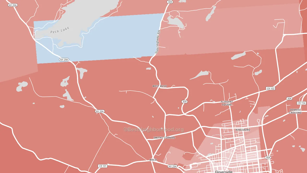 West Bush, NY block-group political-lean map