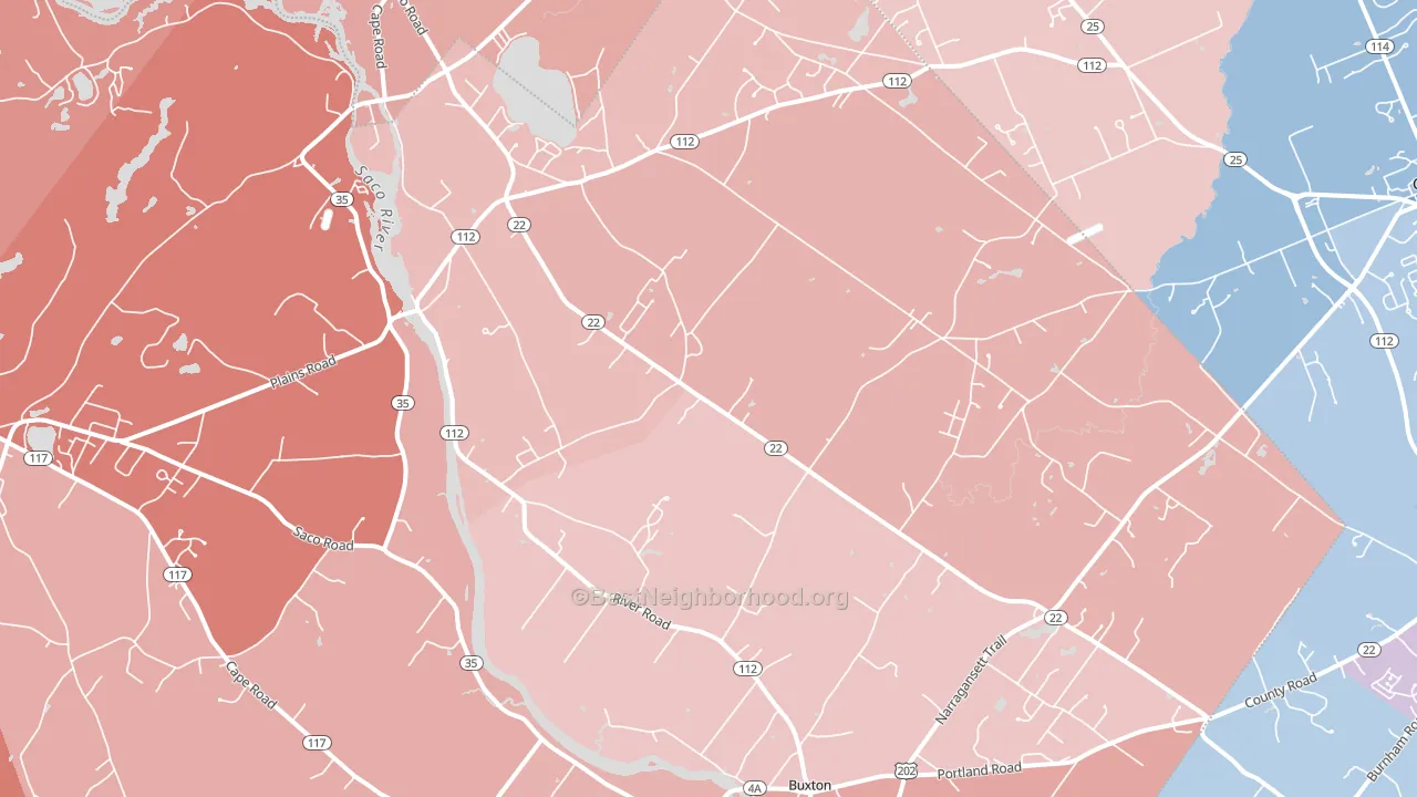 West Buxton, ME block-group political-lean map