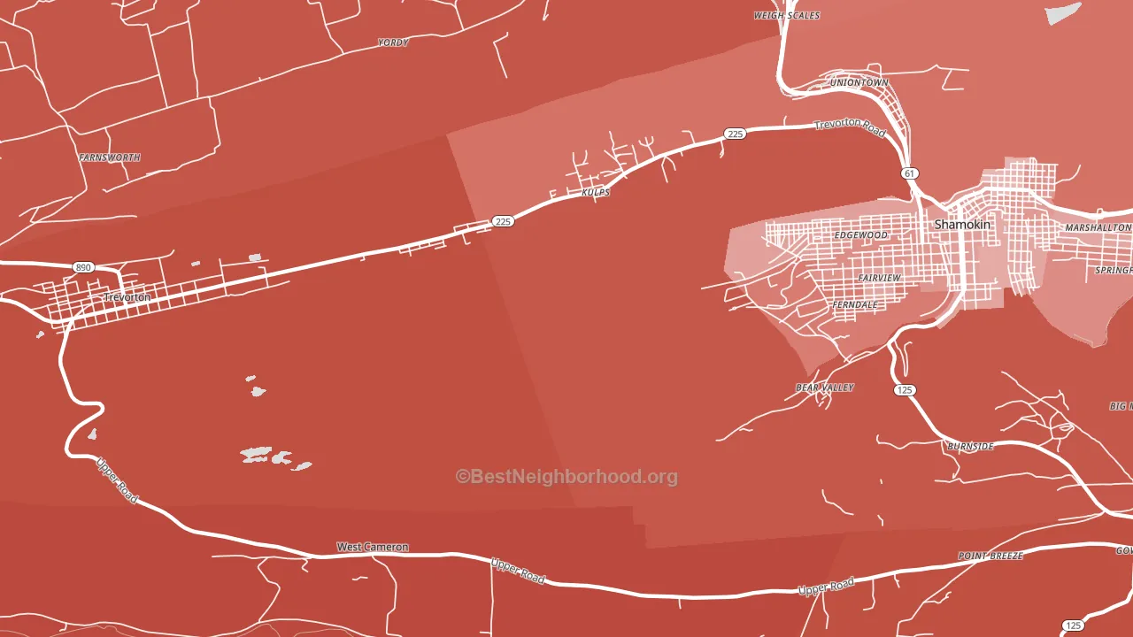 West Cameron, PA block-group political-lean map