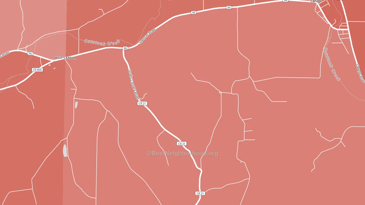 West Candor, NY block-group political-lean map
