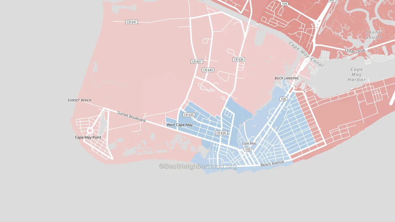 West Cape May, NJ block-group political-lean map