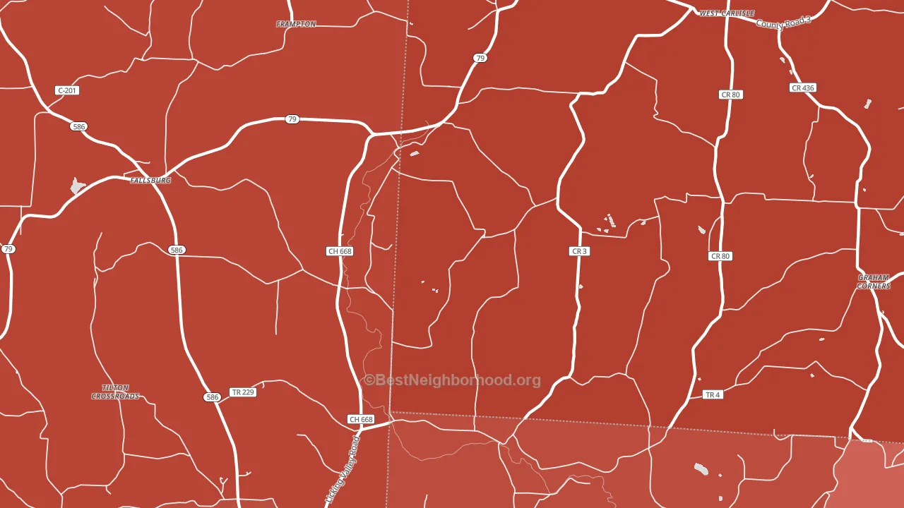 West Carlisle, OH block-group political-lean map