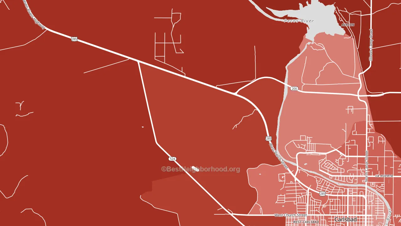 West Carlsbad, NM block-group political-lean map