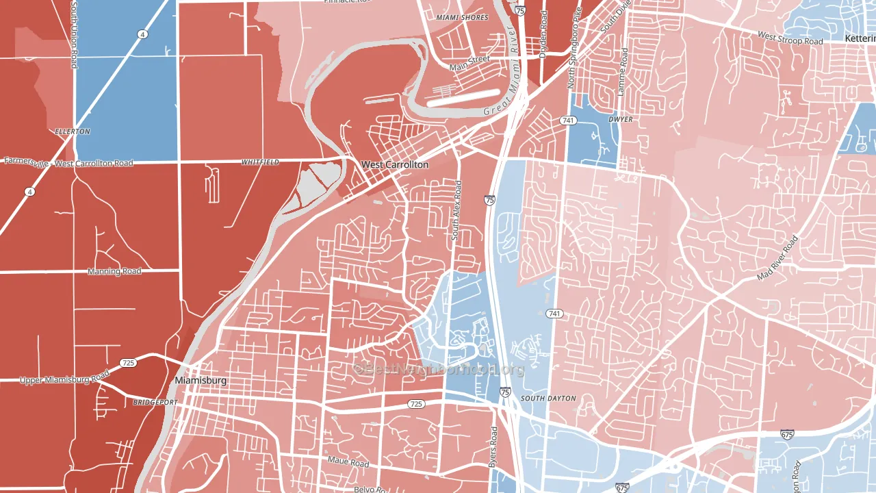 West Carrollton, OH block-group political-lean map