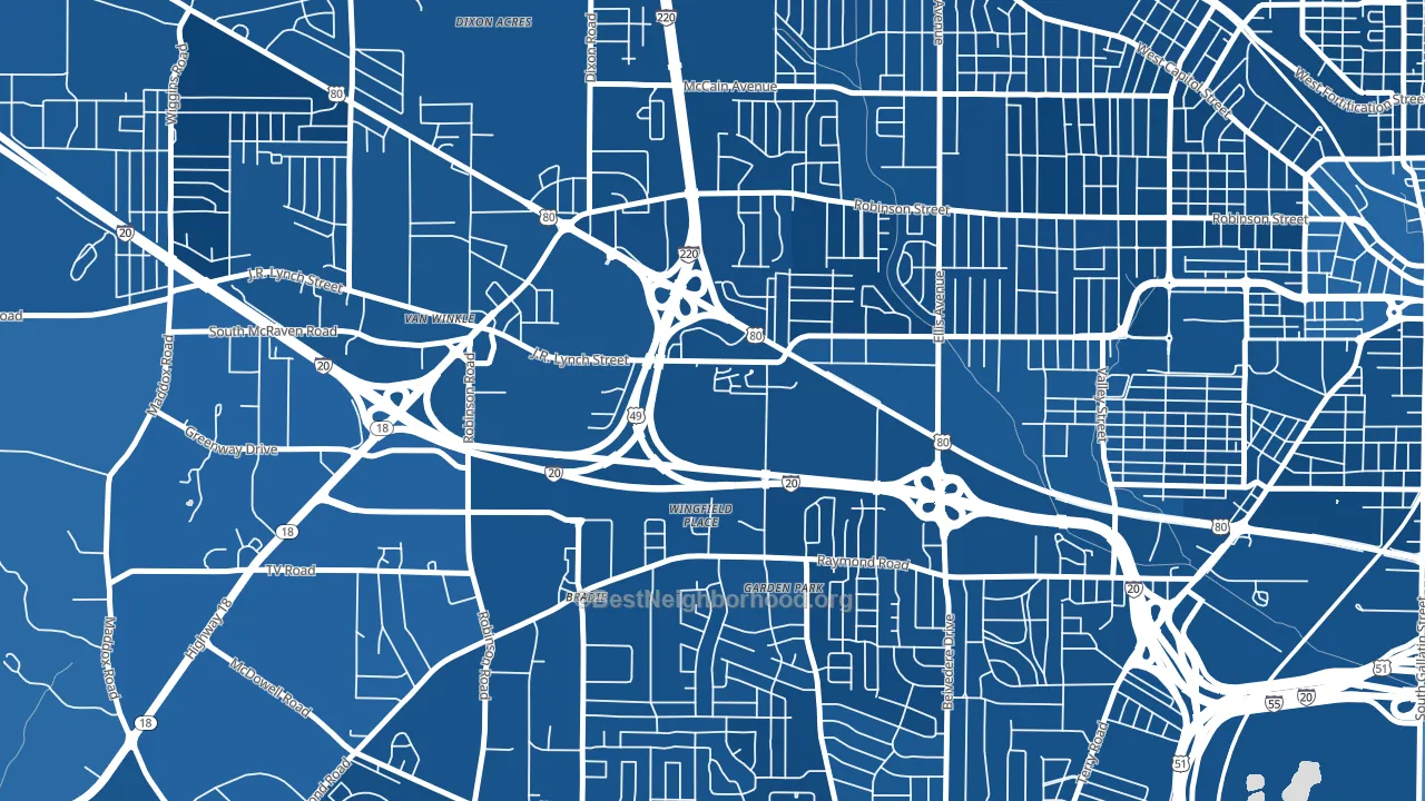 West Central Jackson, Jackson, MS block-group political-lean map