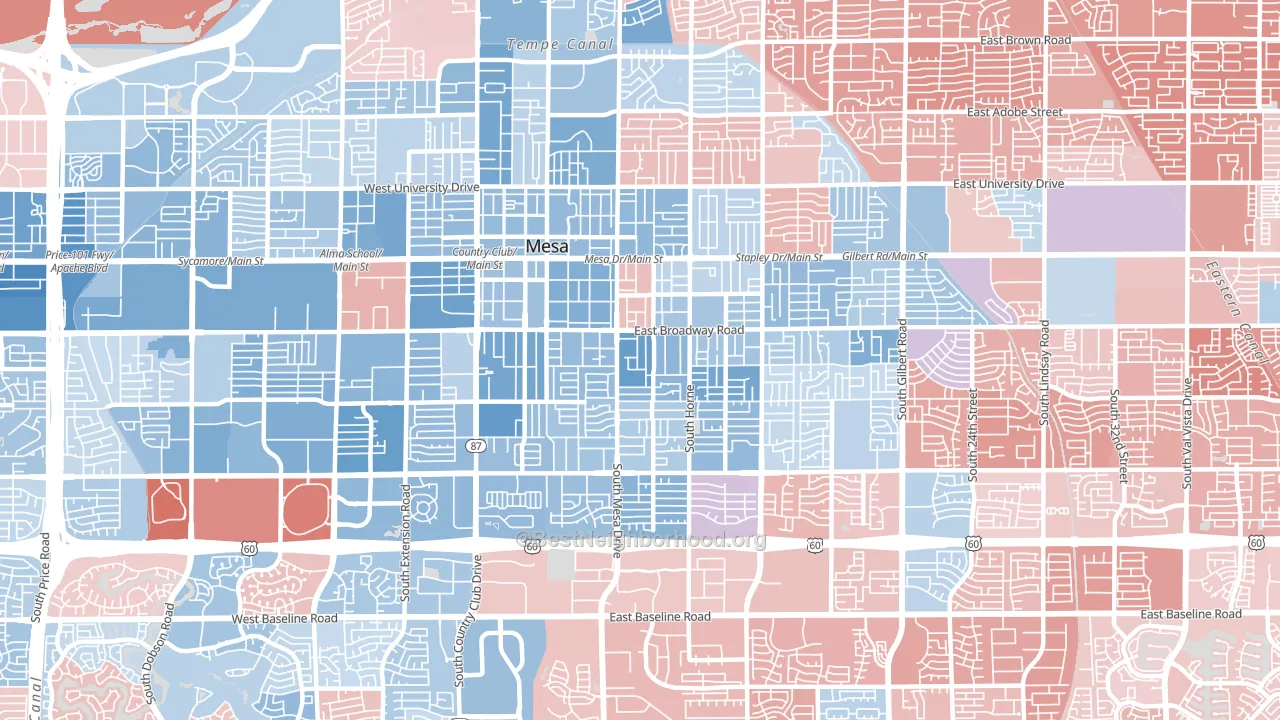 West Central, Mesa, AZ block-group political-lean map