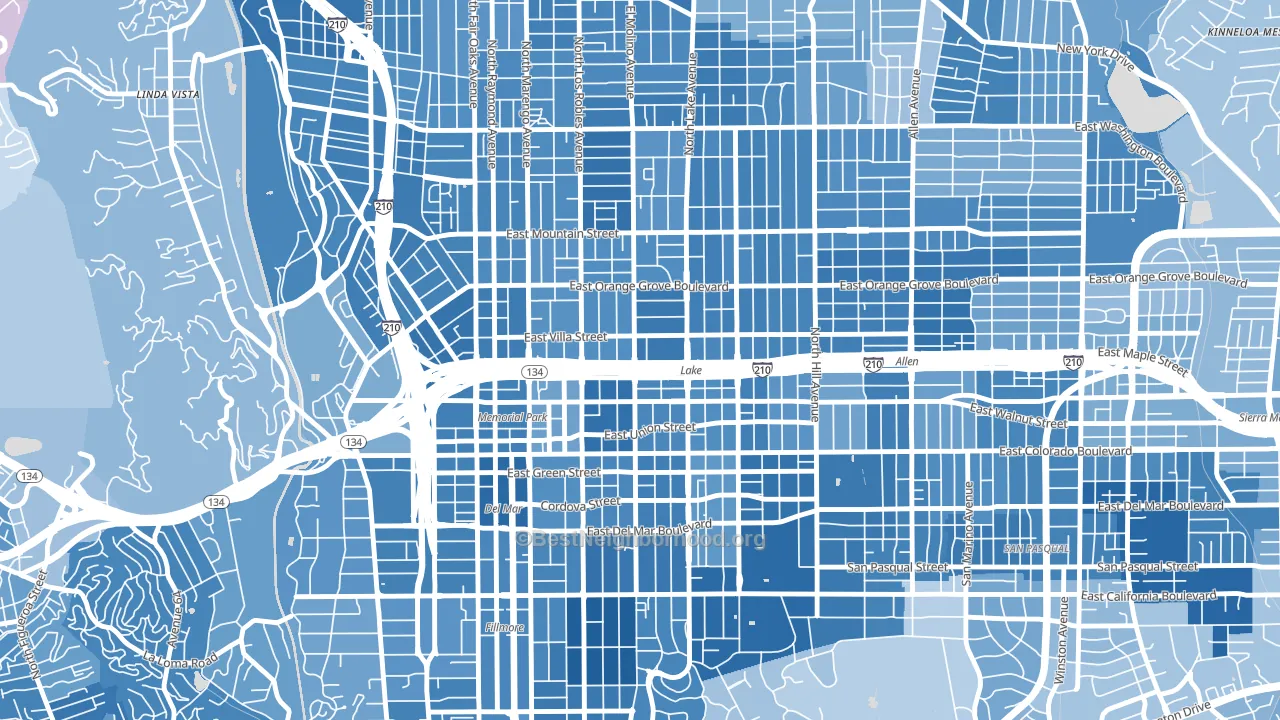 West Central, Pasadena, CA block-group political-lean map