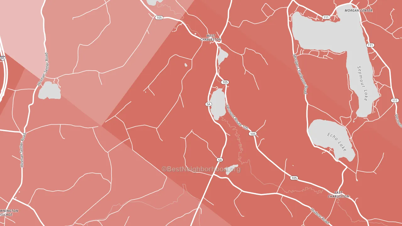 West Charleston, VT block-group political-lean map
