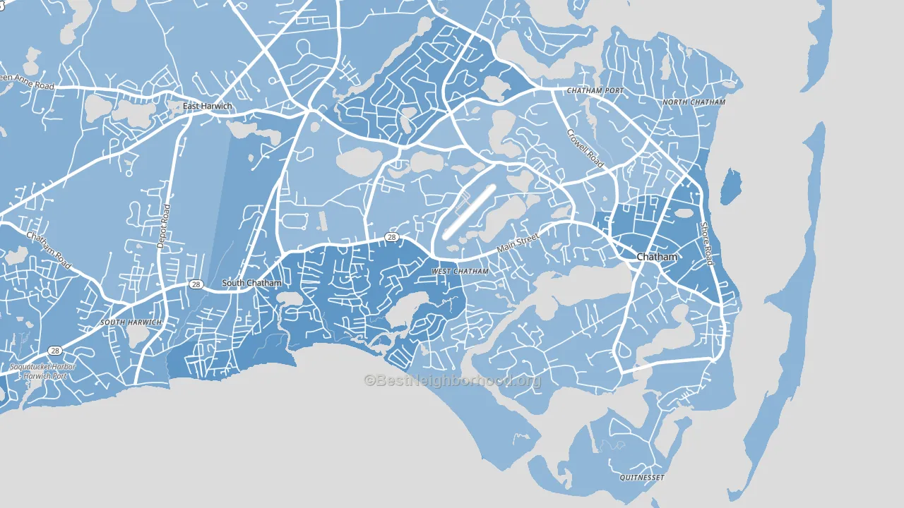 West Chatham, MA block-group political-lean map