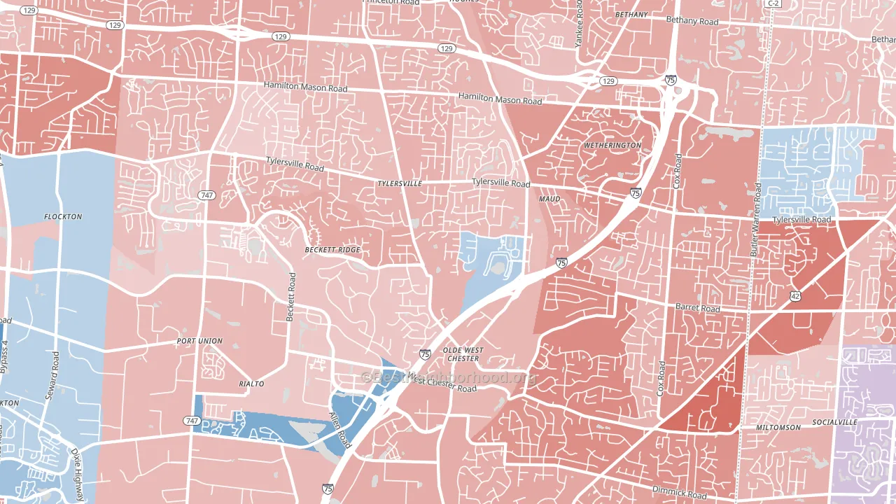 West Chester, OH block-group political-lean map