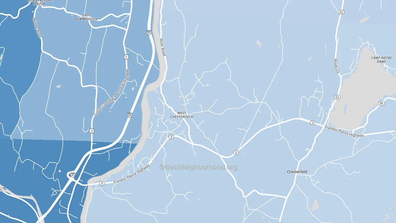 West Chesterfield, NH block-group political-lean map