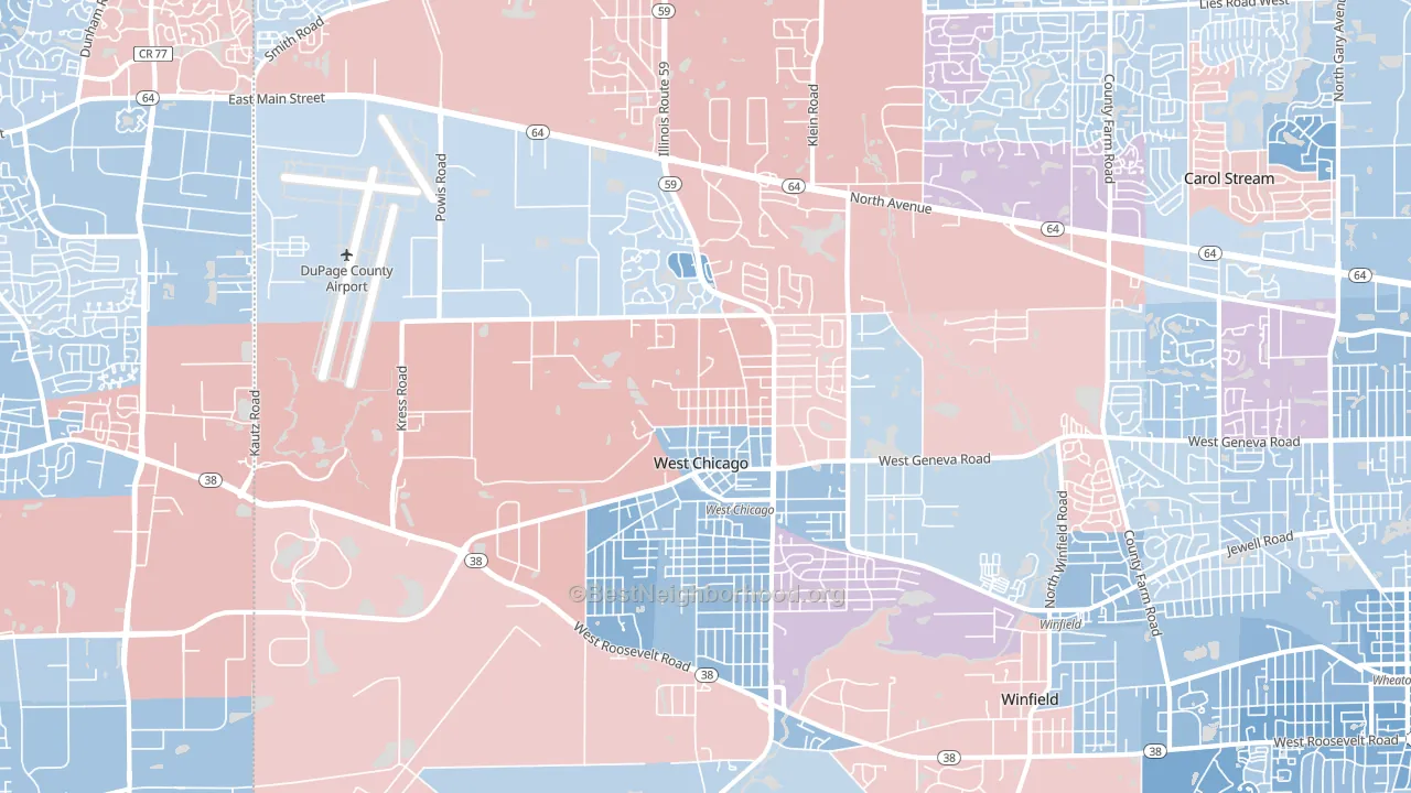 West Chicago, IL block-group political-lean map