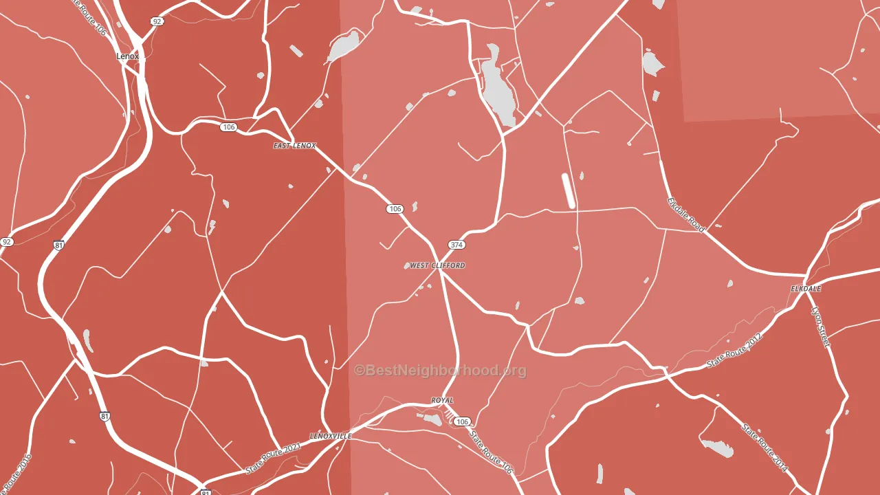 West Clifford, PA block-group political-lean map