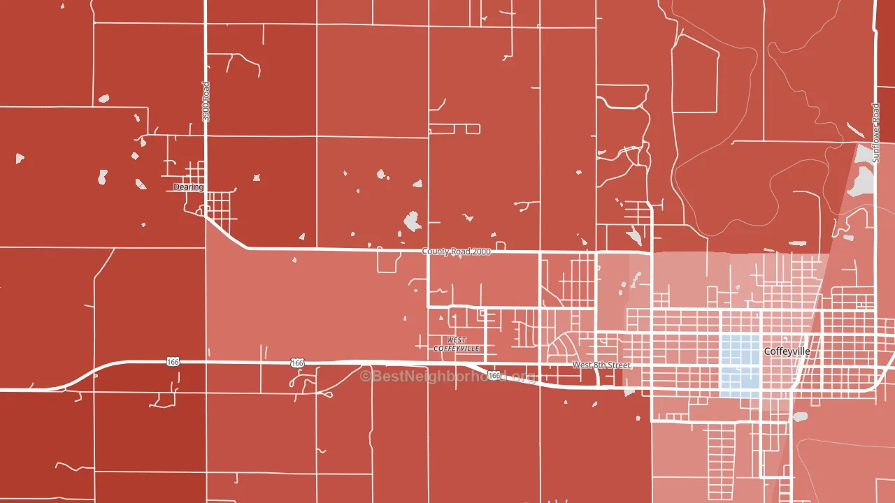 West Coffeyville, KS block-group political-lean map