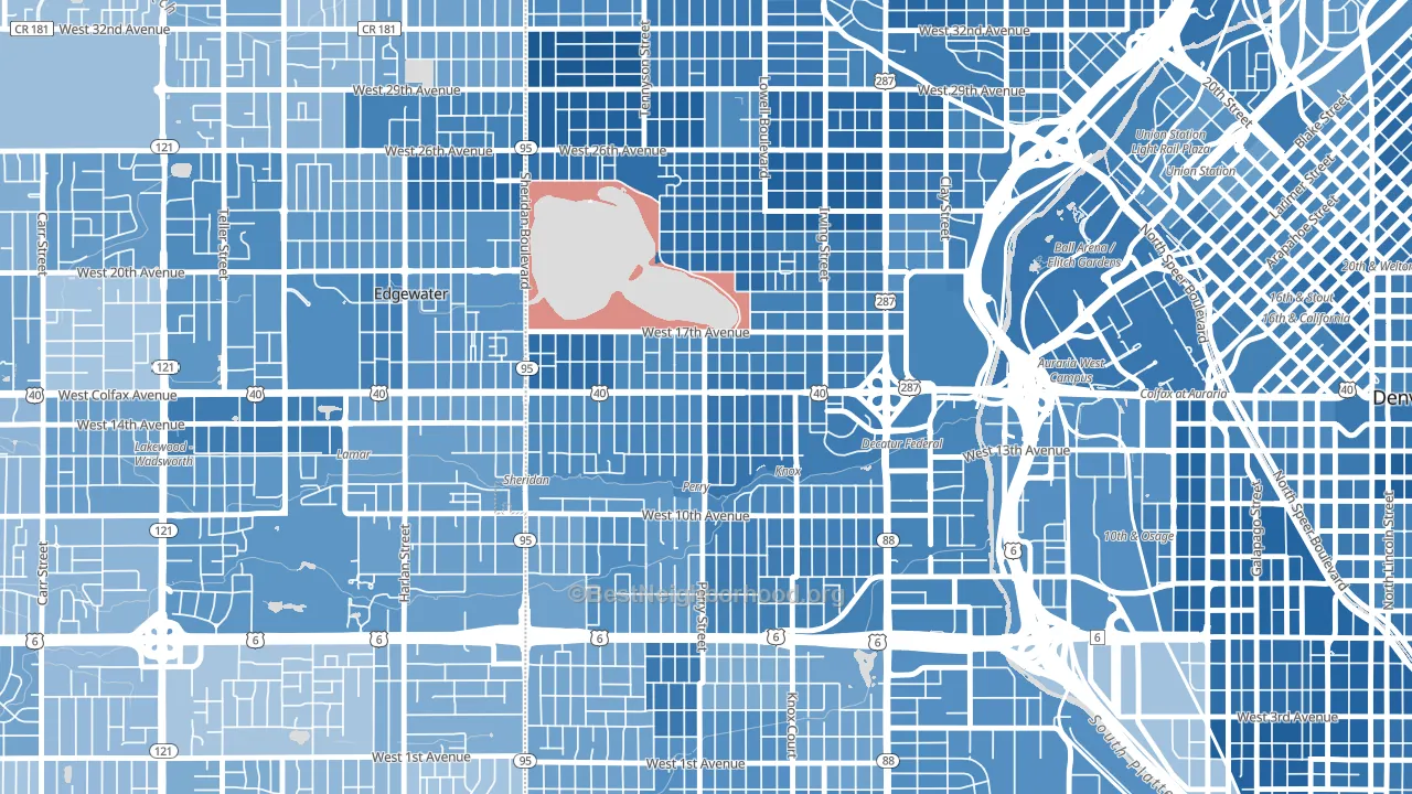 West Colfax, Denver, CO block-group political-lean map