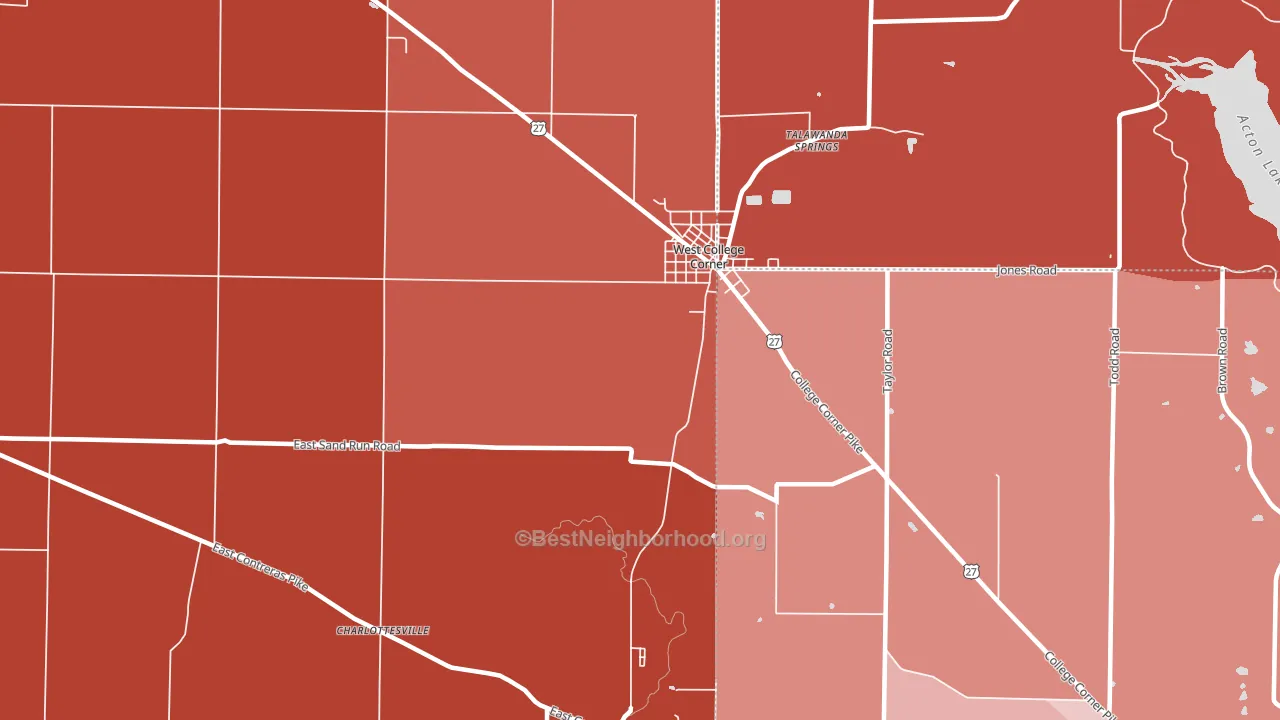 West College Corner, IN block-group political-lean map
