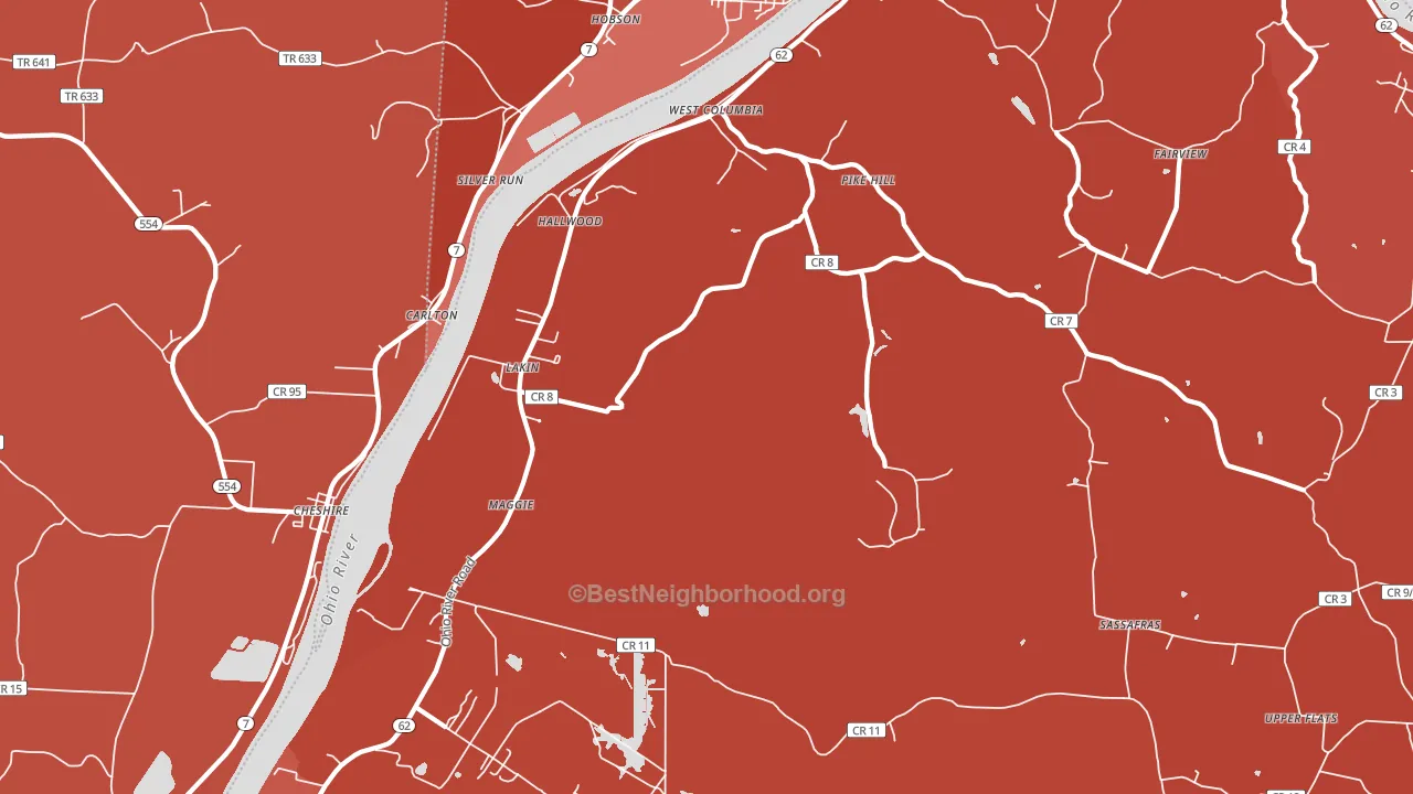 West Columbia, WV block-group political-lean map