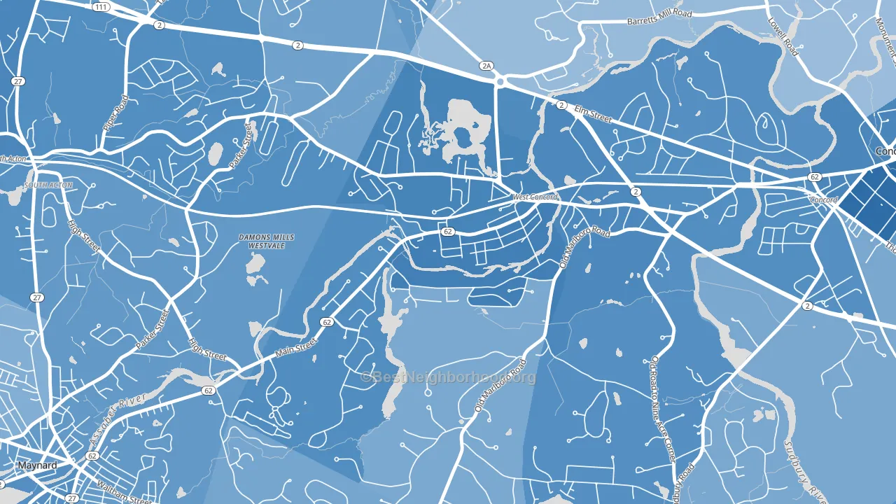 West Concord, MA block-group political-lean map