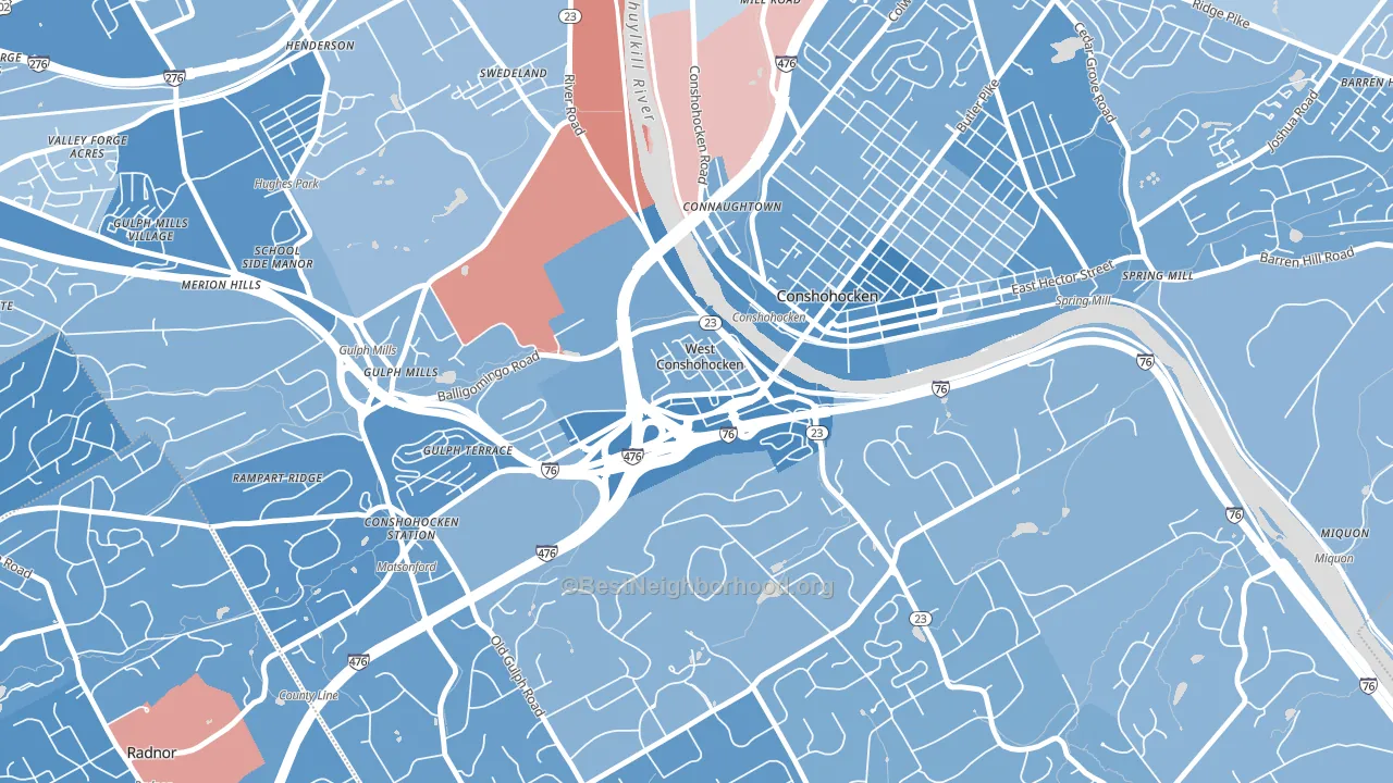 West Conshohocken, PA block-group political-lean map