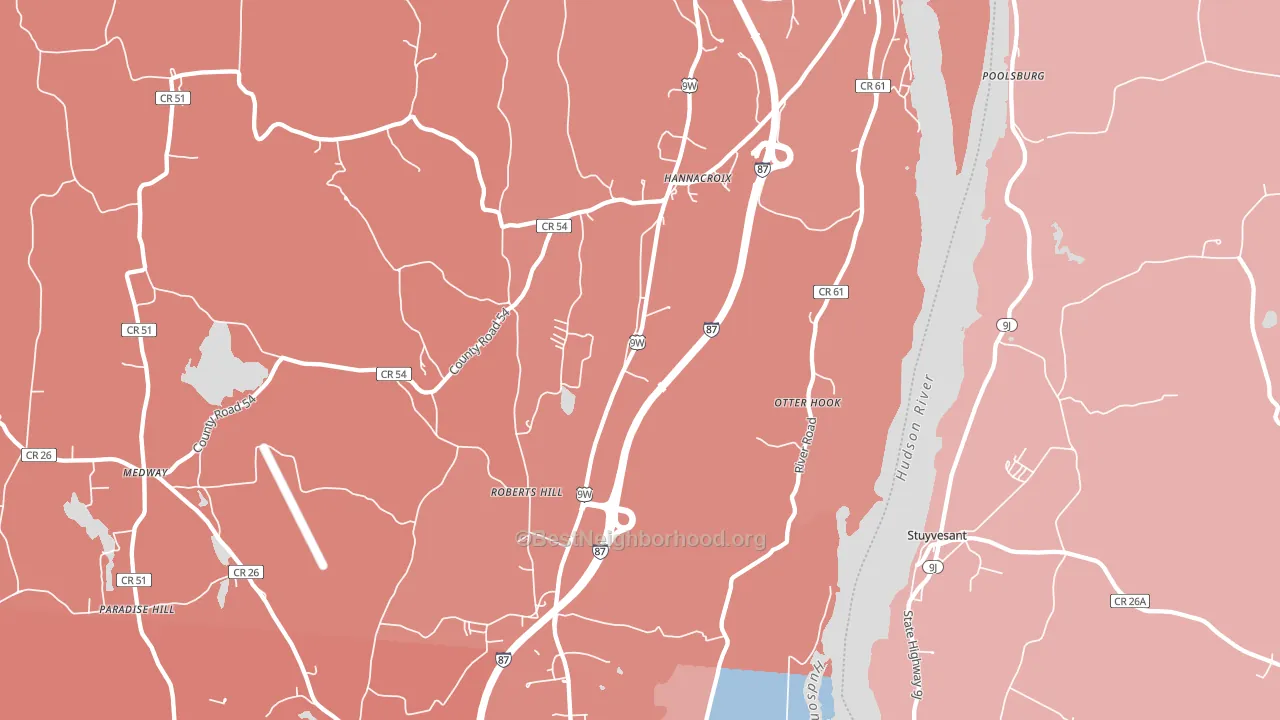 West Coxsackie, NY block-group political-lean map