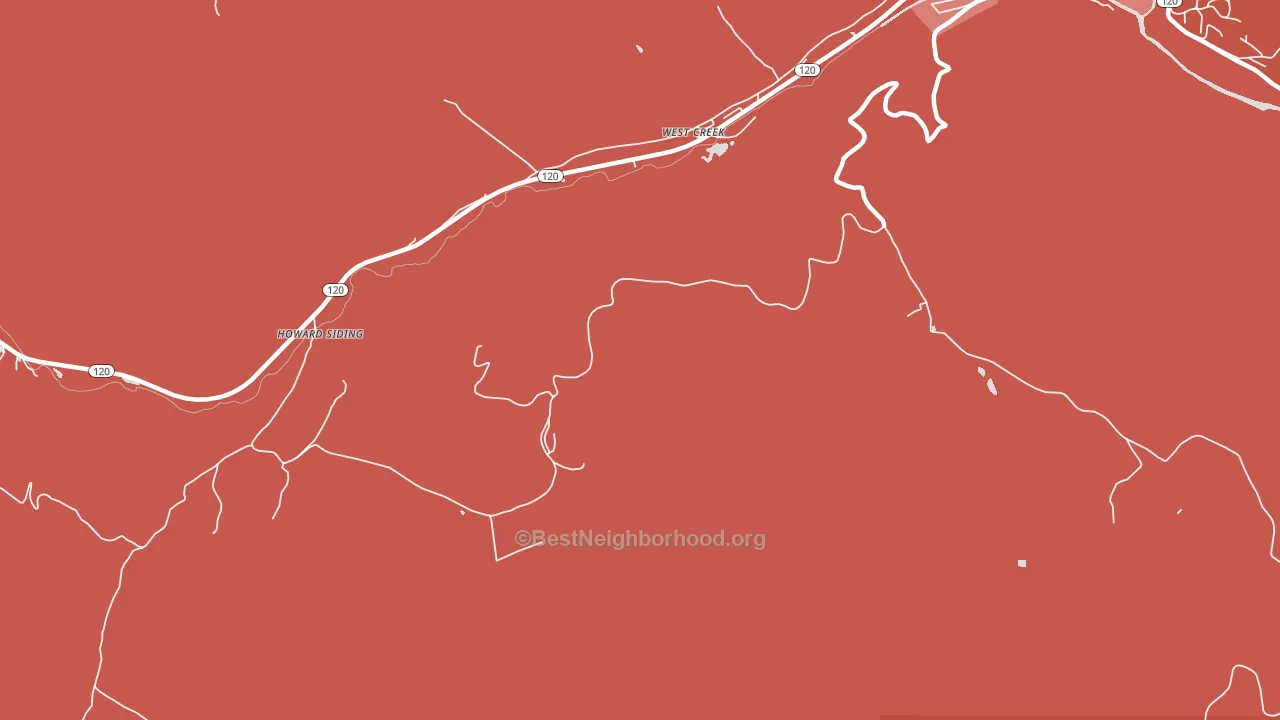 West Creek, PA block-group political-lean map