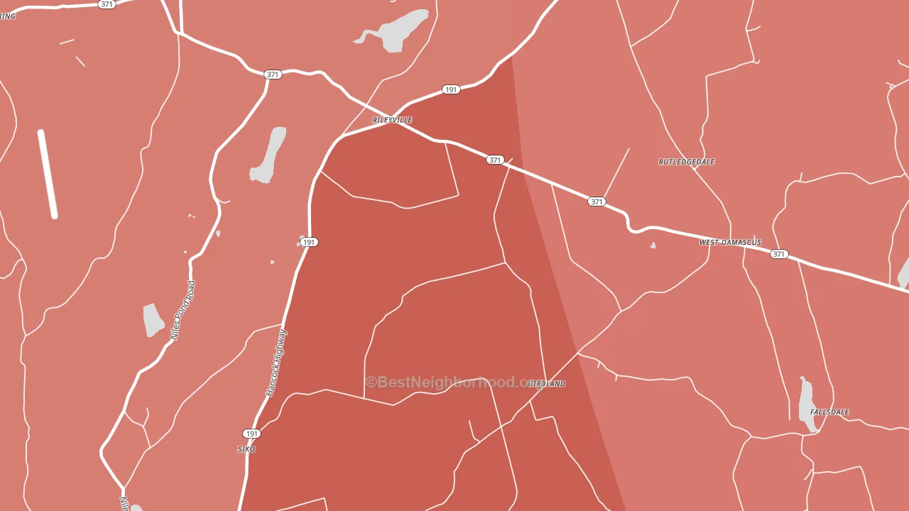 West Damascus, PA block-group political-lean map
