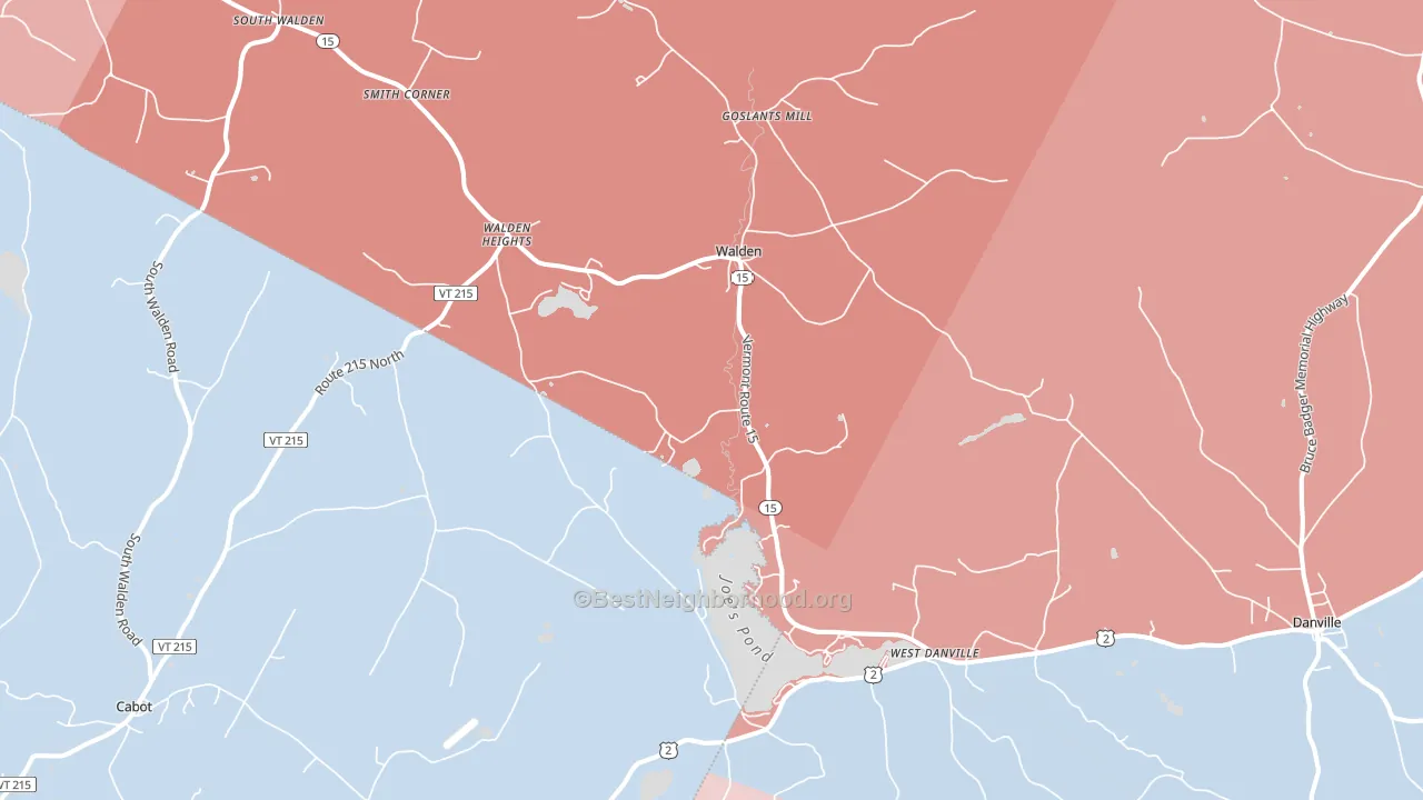 West Danville, VT block-group political-lean map