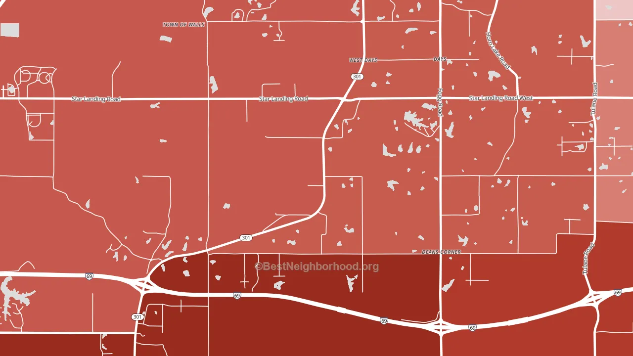 West Days, MS block-group political-lean map