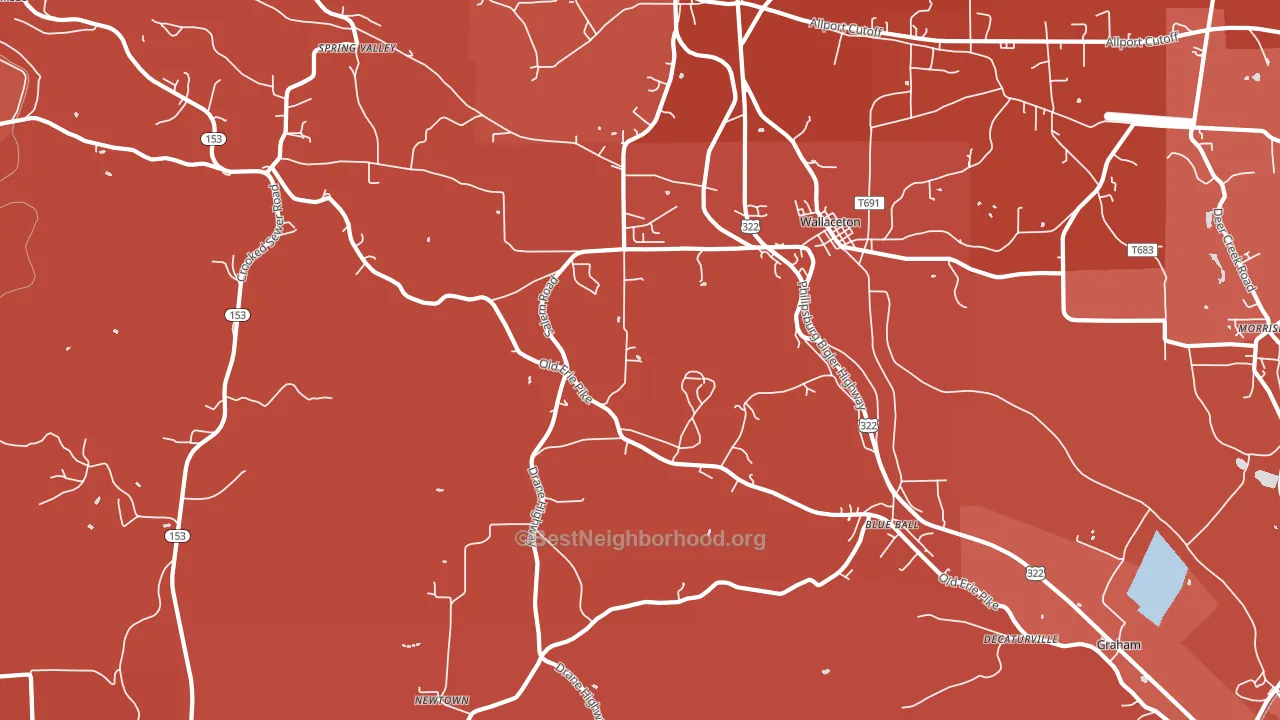 West Decatur, PA block-group political-lean map