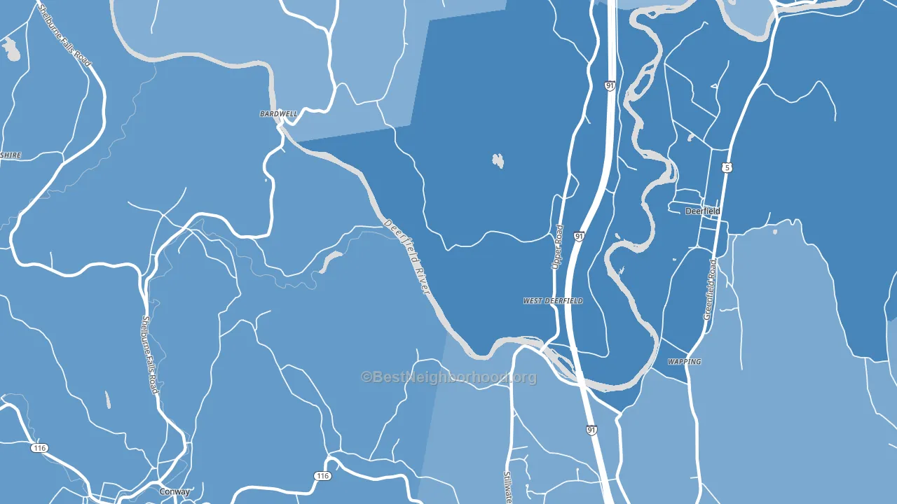 West Deerfield, MA block-group political-lean map