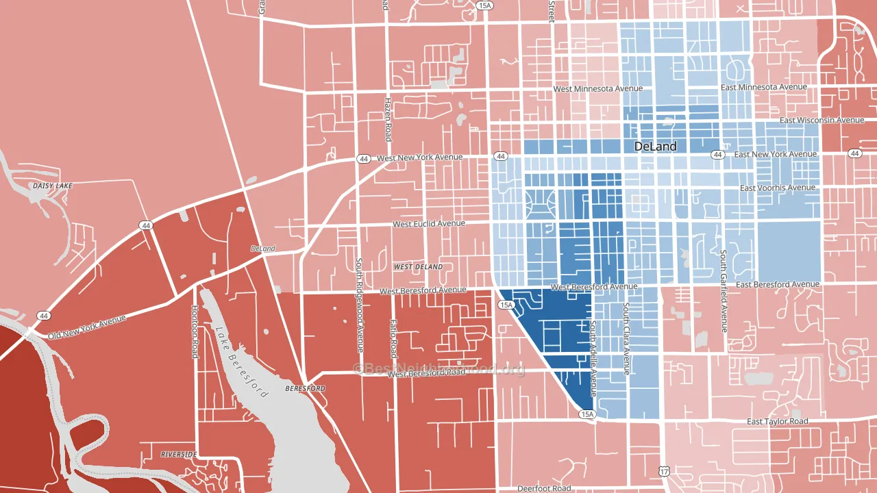 West DeLand, FL block-group political-lean map