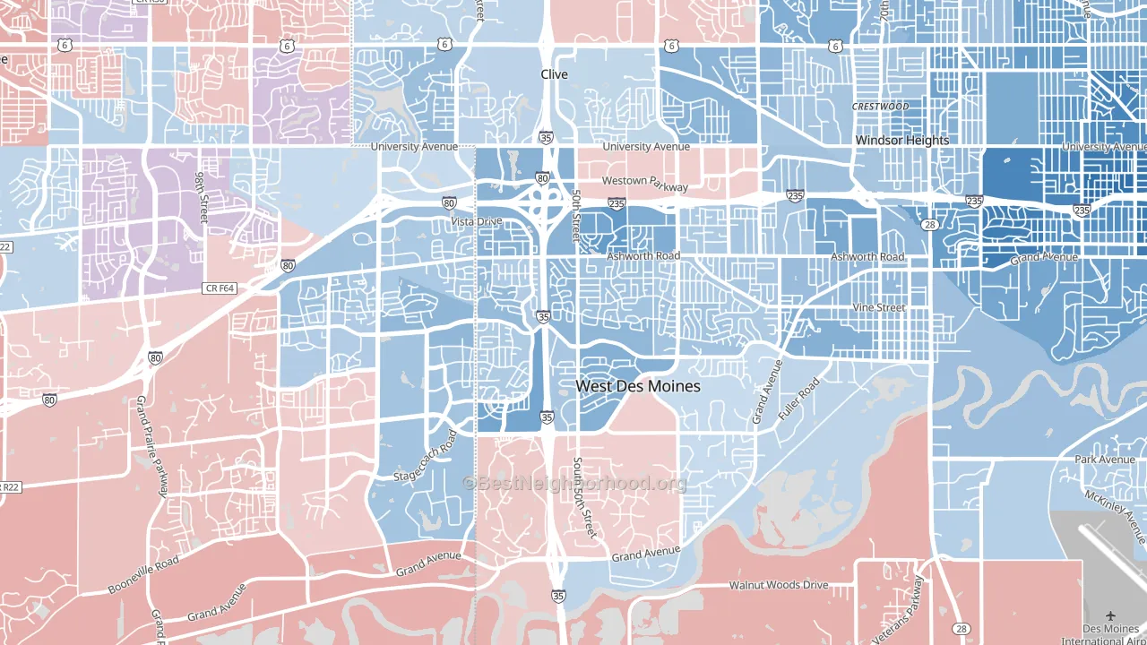 West Des Moines, IA block-group political-lean map