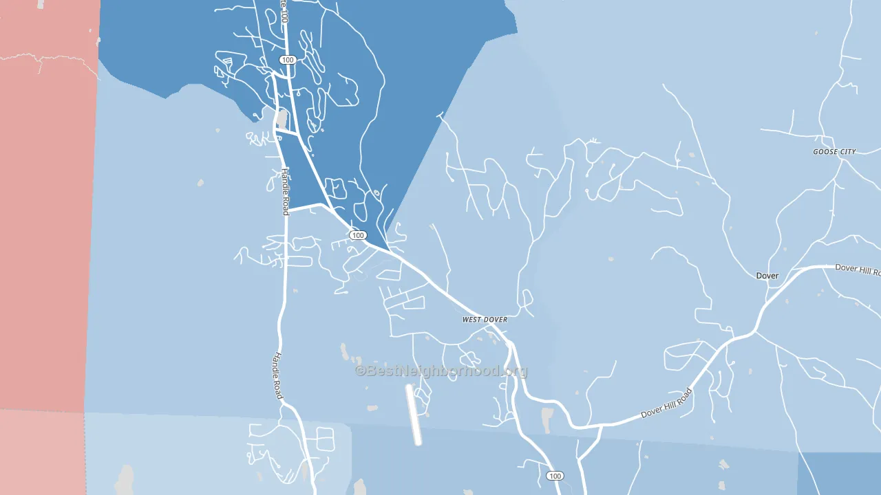 West Dover, VT block-group political-lean map