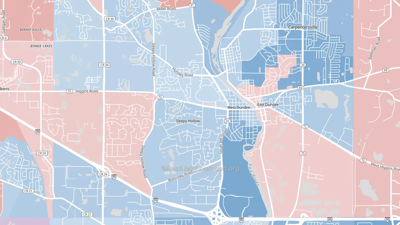 West Dundee, IL block-group political-lean map