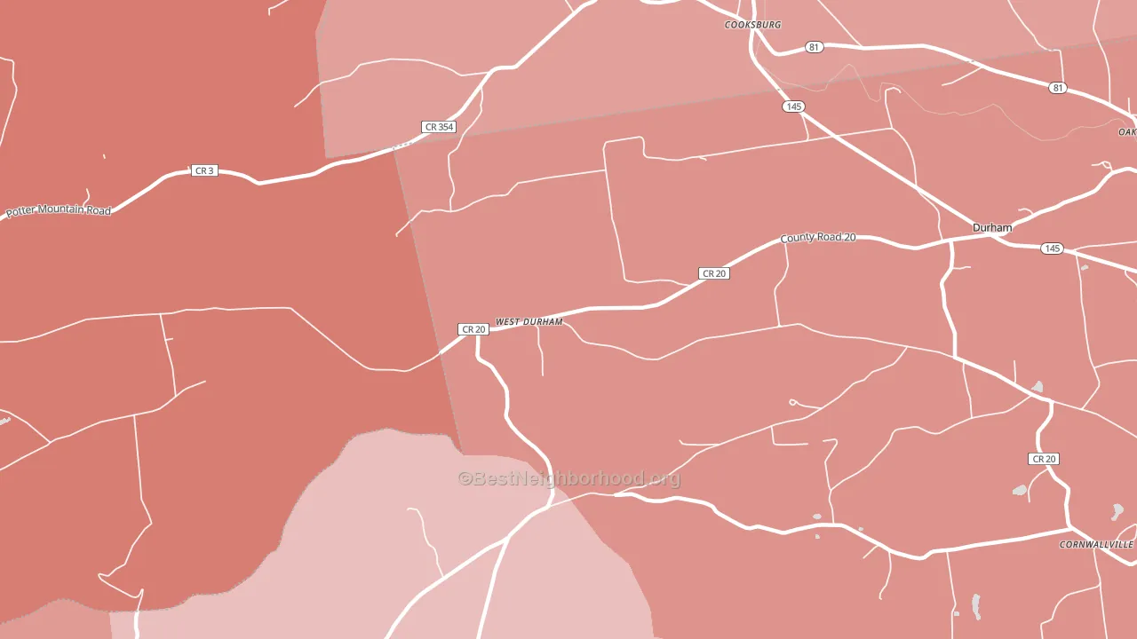 West Durham, NY block-group political-lean map