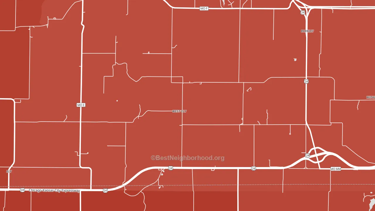 West Ely, MO block-group political-lean map