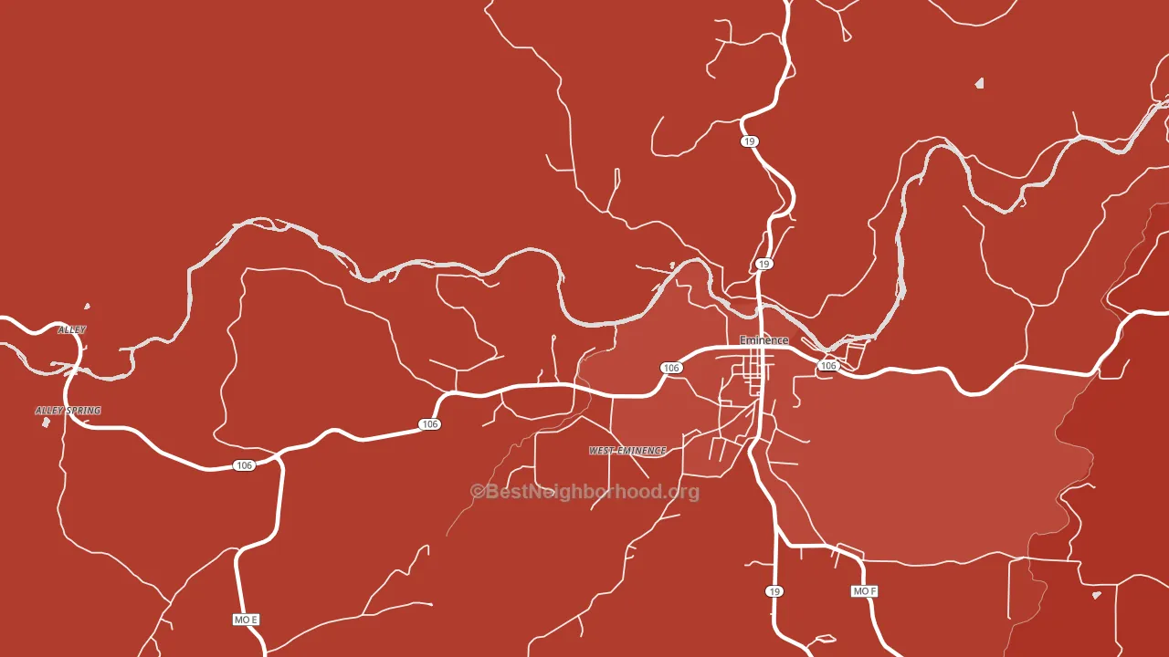 West Eminence, MO block-group political-lean map