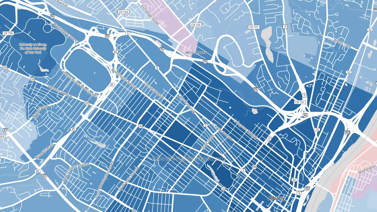 West End, Albany, NY block-group political-lean map