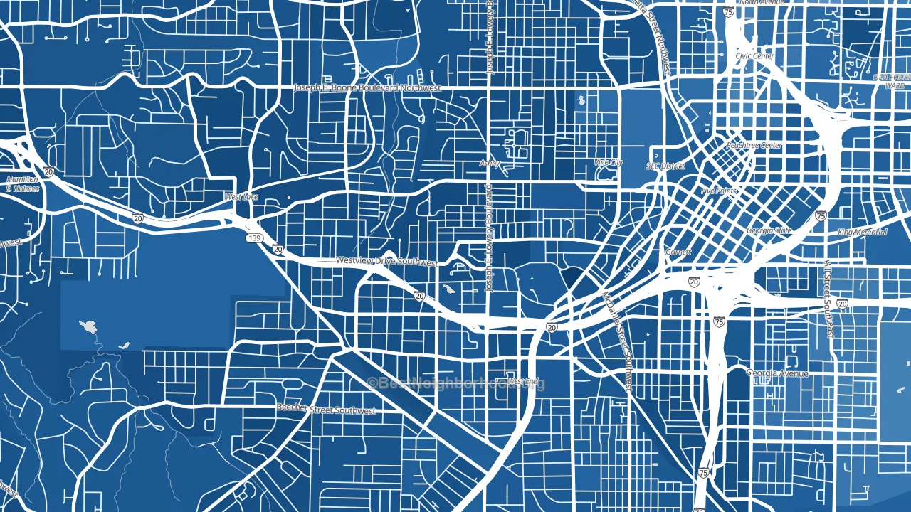 West End, Atlanta, GA block-group political-lean map