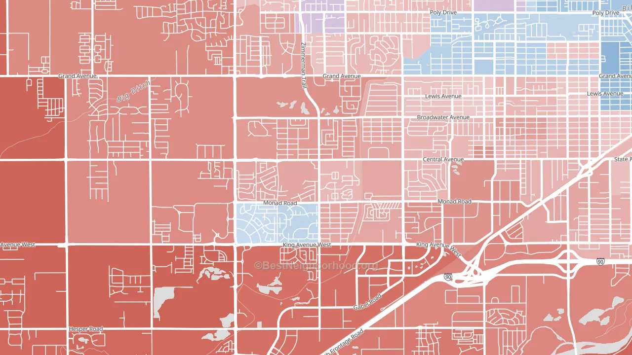 West End, Billings, MT block-group political-lean map