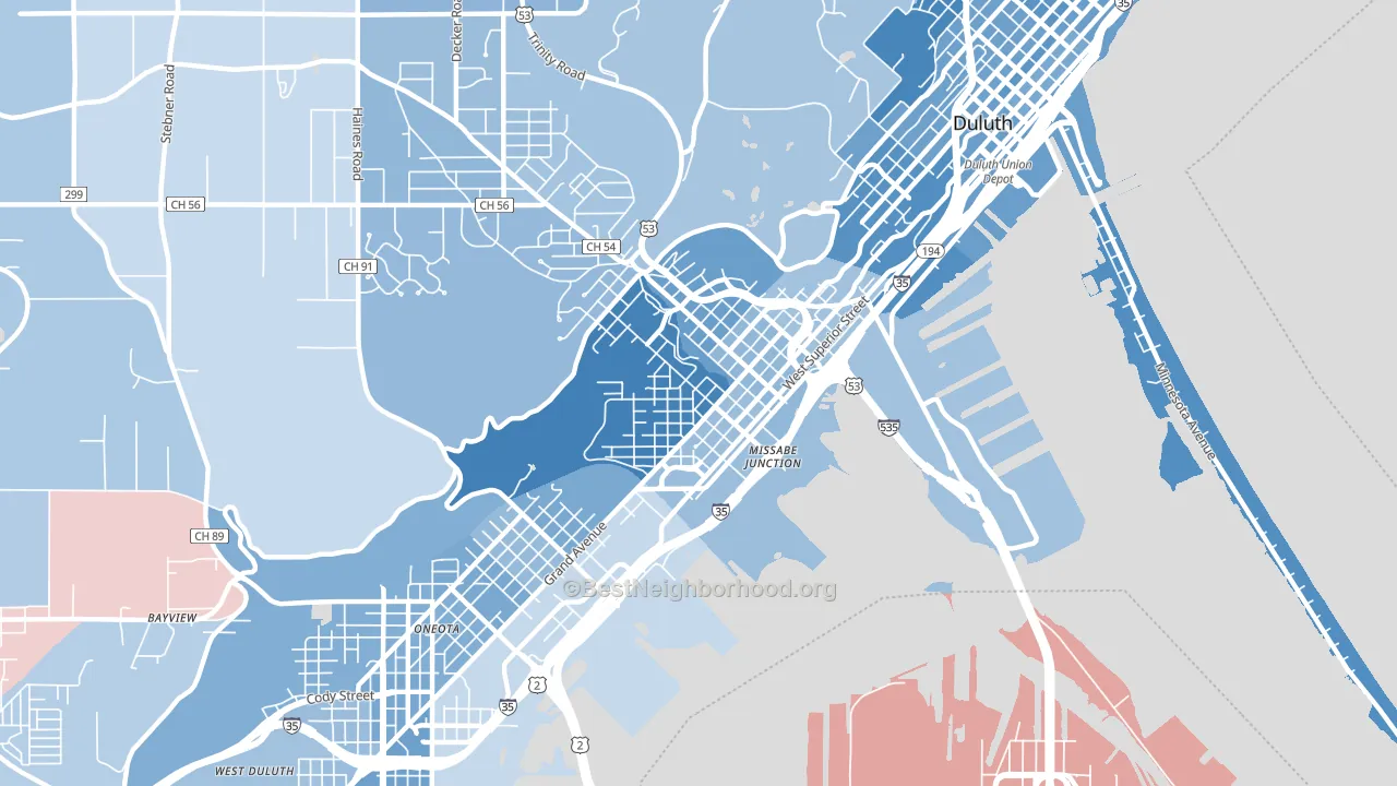 West End, Duluth, MN block-group political-lean map