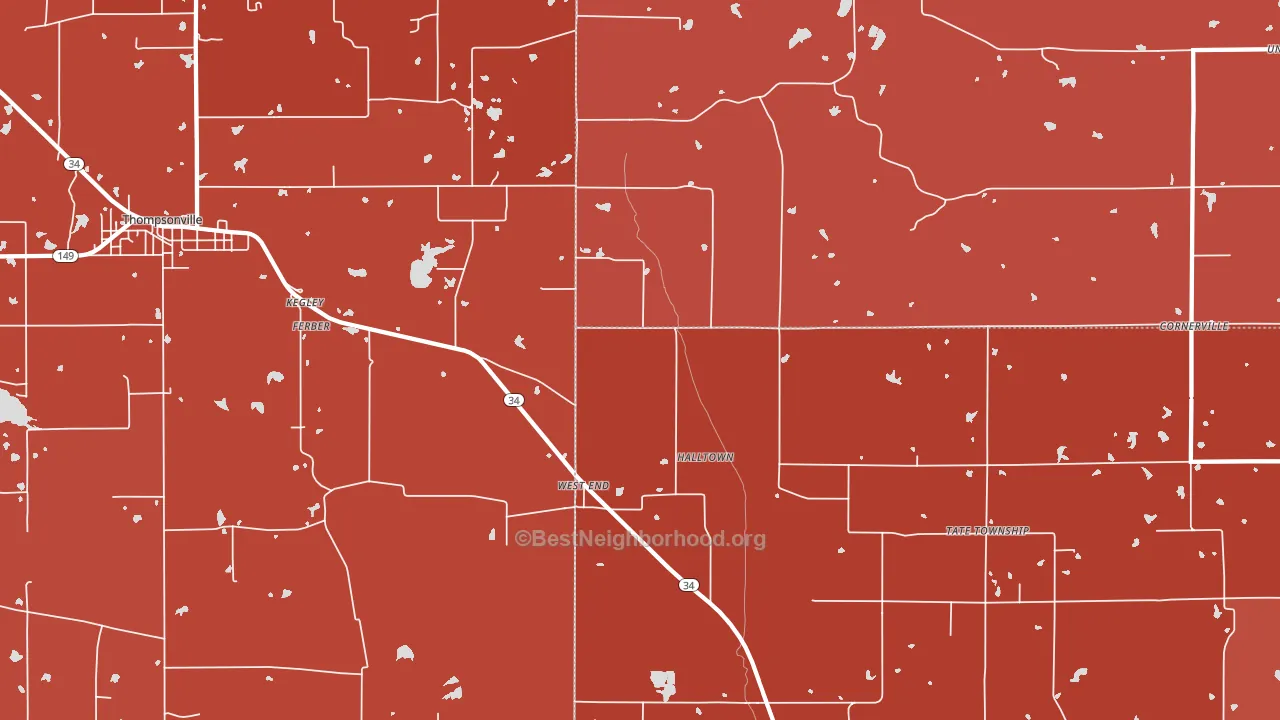 West End, IL block-group political-lean map