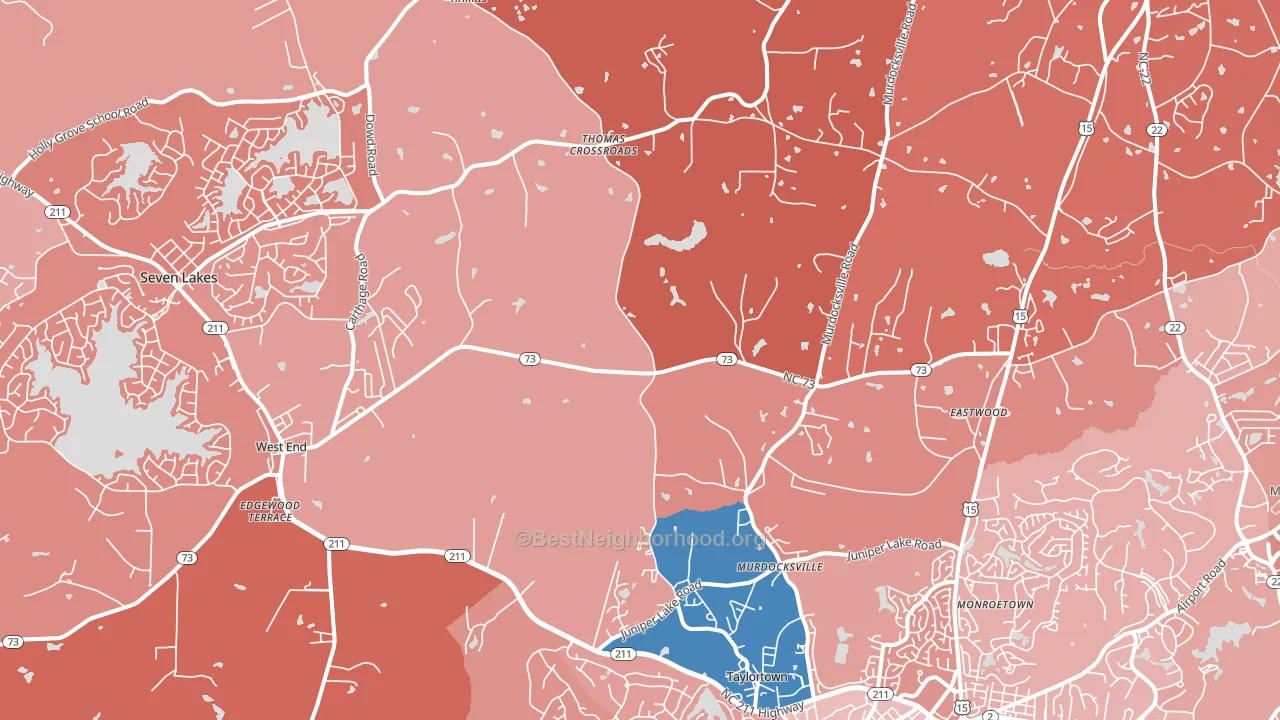 West End, NC block-group political-lean map