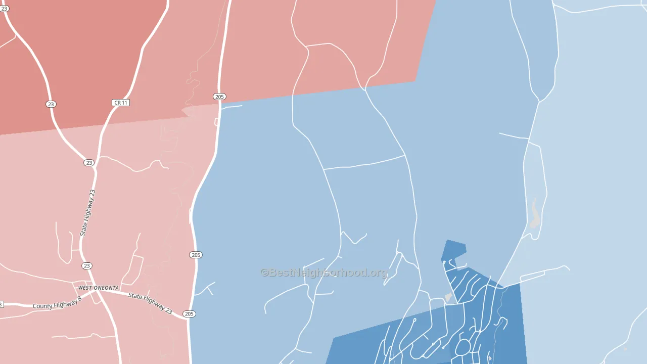 West End, NY block-group political-lean map